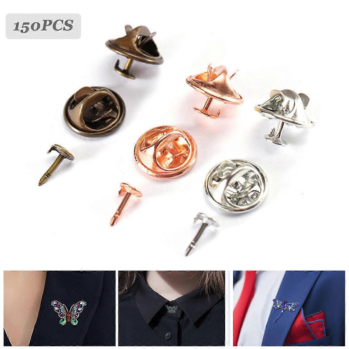 Back Pin Holder Badge Brooch Pin Clothes Brooch Accessories Daily Craftsmanship Assorted Color 0.4X0.4X0.3in 150Set