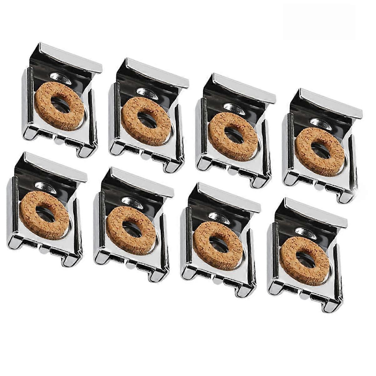 Mirror Clips 8-Piece Set Bamboo Silver Glass Mounting Clips For Wall, Ceiling Hooks, Cladding, Mirror Fastening Hardware