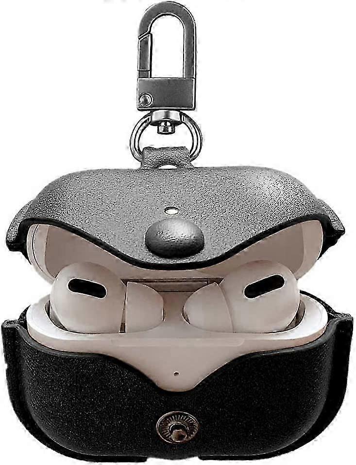 Case for AirPods Pro 2 Case , Genuine Leather Protective Case Compatible for Apple AirPods Pro 2 Wireless Charging Covers with Keychain Hook