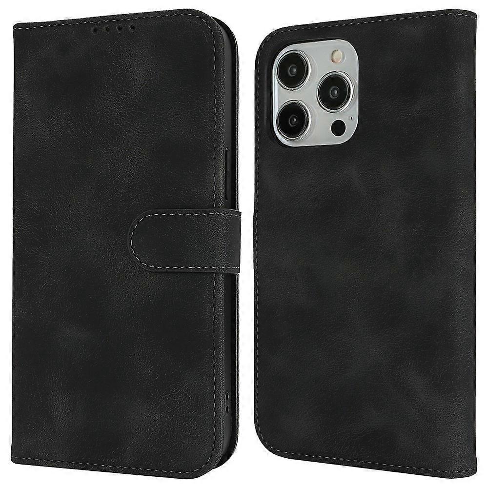 Compatible For iPhone 14 Pro Max Wallet Case Double Folded Edge Skin Touch PU Leather Flip Phone Cover
