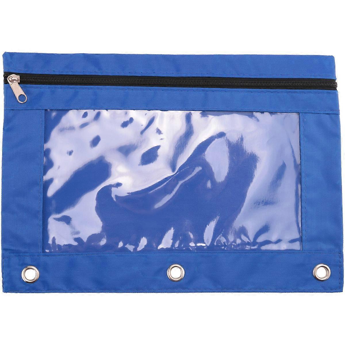 6Pcs Colorful 3 Ring Zipper Pencil Pouch with Clear Window Suitable