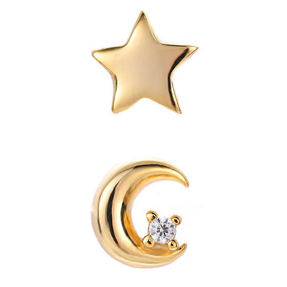 Moon Dangle Drop Earrings Earring Charm 925 Silver Asymmetric Design Holiday 0.8x0.8cm 1Pair
