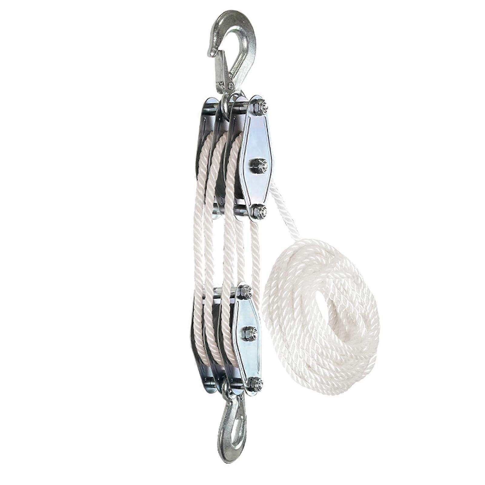 Hoist Pulley System, Heavy Duty Cable Pulley System 2200 lbs Capacity, 6:1 Lifting Force for Garage and Hunting Use