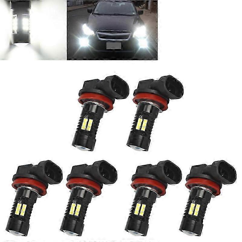 6pcs H8 H11 LEDフォグランプ電球3030SMD 1800LM 6000Kホワイトカードライビングランニングランプ
