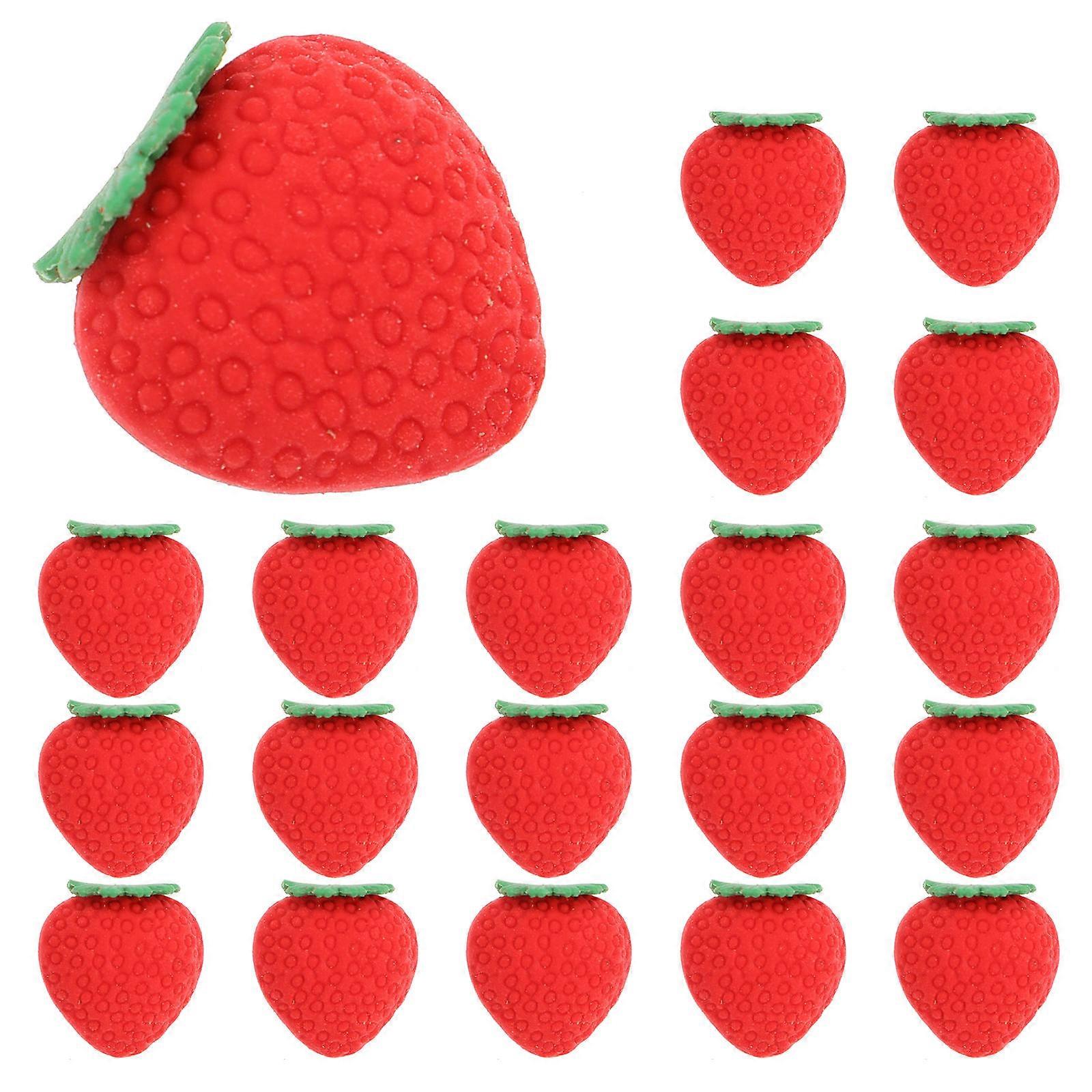 Fruit Shaped Miniature Erasers Multi Function TPR Strawberry Shape Classroom Rewards 40Pcs