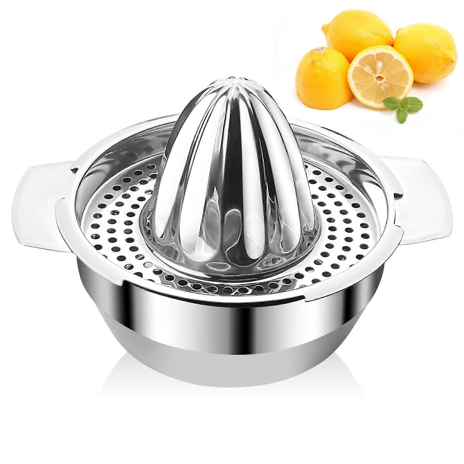 Lemon Squeezer Stainless Steel Citrus Juicer Manual 300 ml Container Dishwasher Safe for Lemons Grapefruit and Citrus Fruits