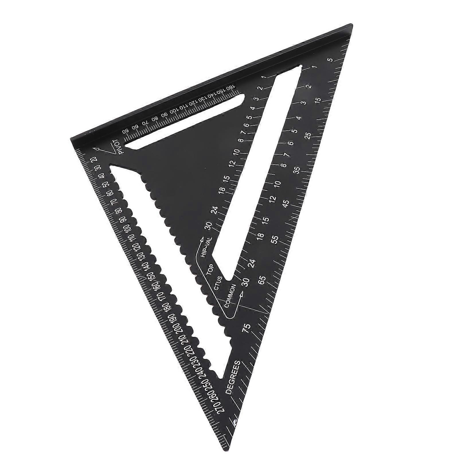 12 Inch Black Aluminum Right Angle Triangle Ruler Protractor