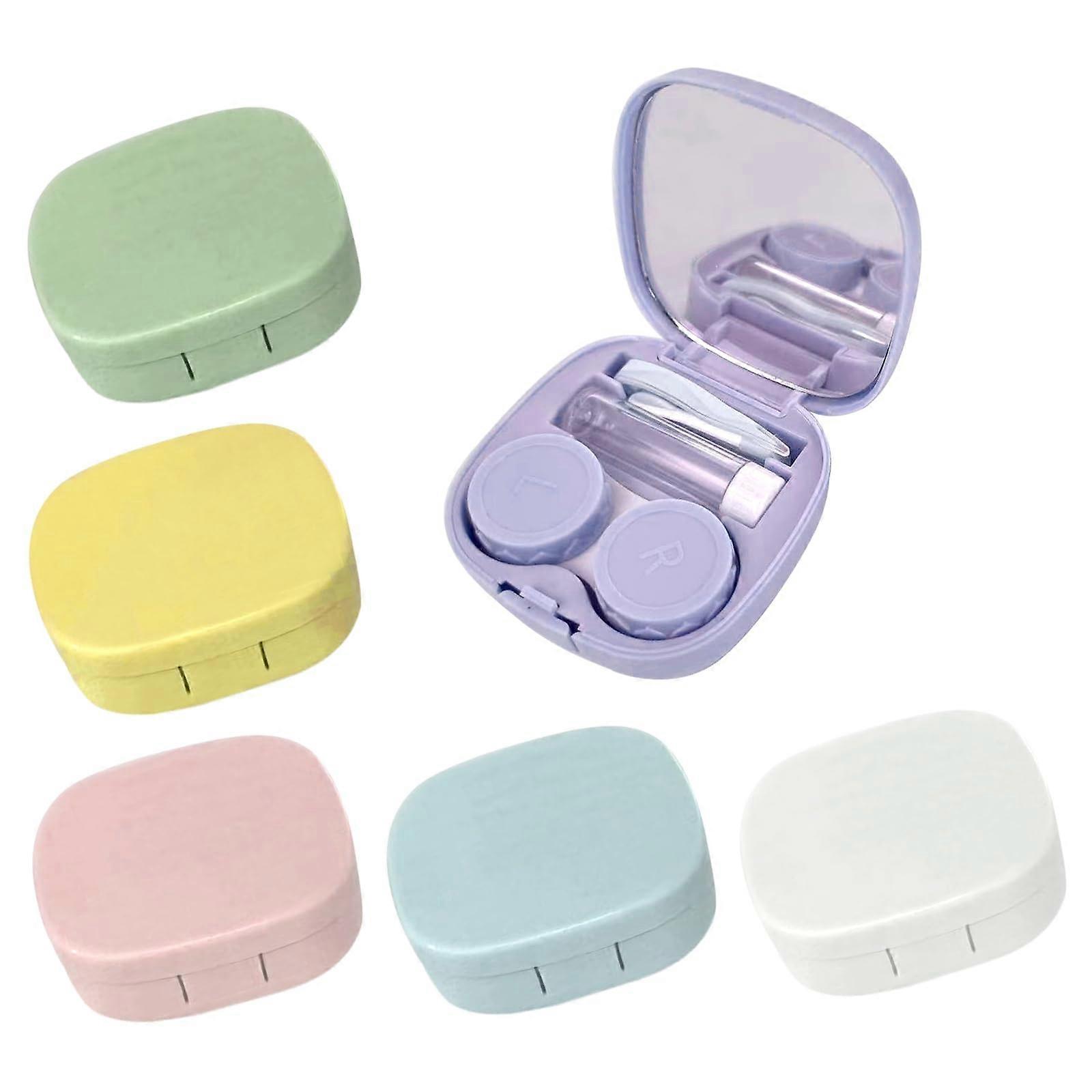 Contact Lens Container Set of 6 with Tweezers, Suction Cups, and Travel Case for Easy Storage and Travel Use