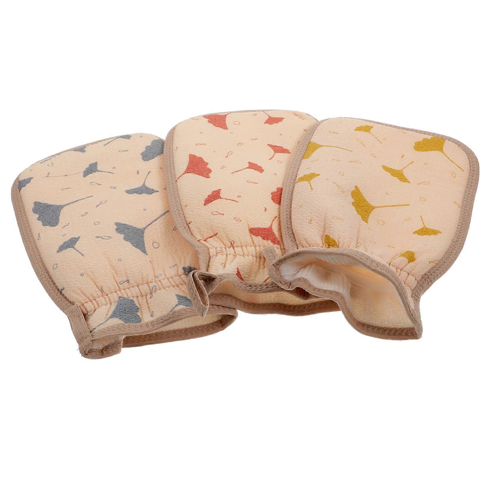 Exfoliating Bath Gloves Set of 3 for Dry Skin Care, Gentle Body Scrubbing Mitts for Smooth Skin, Comfortable Use