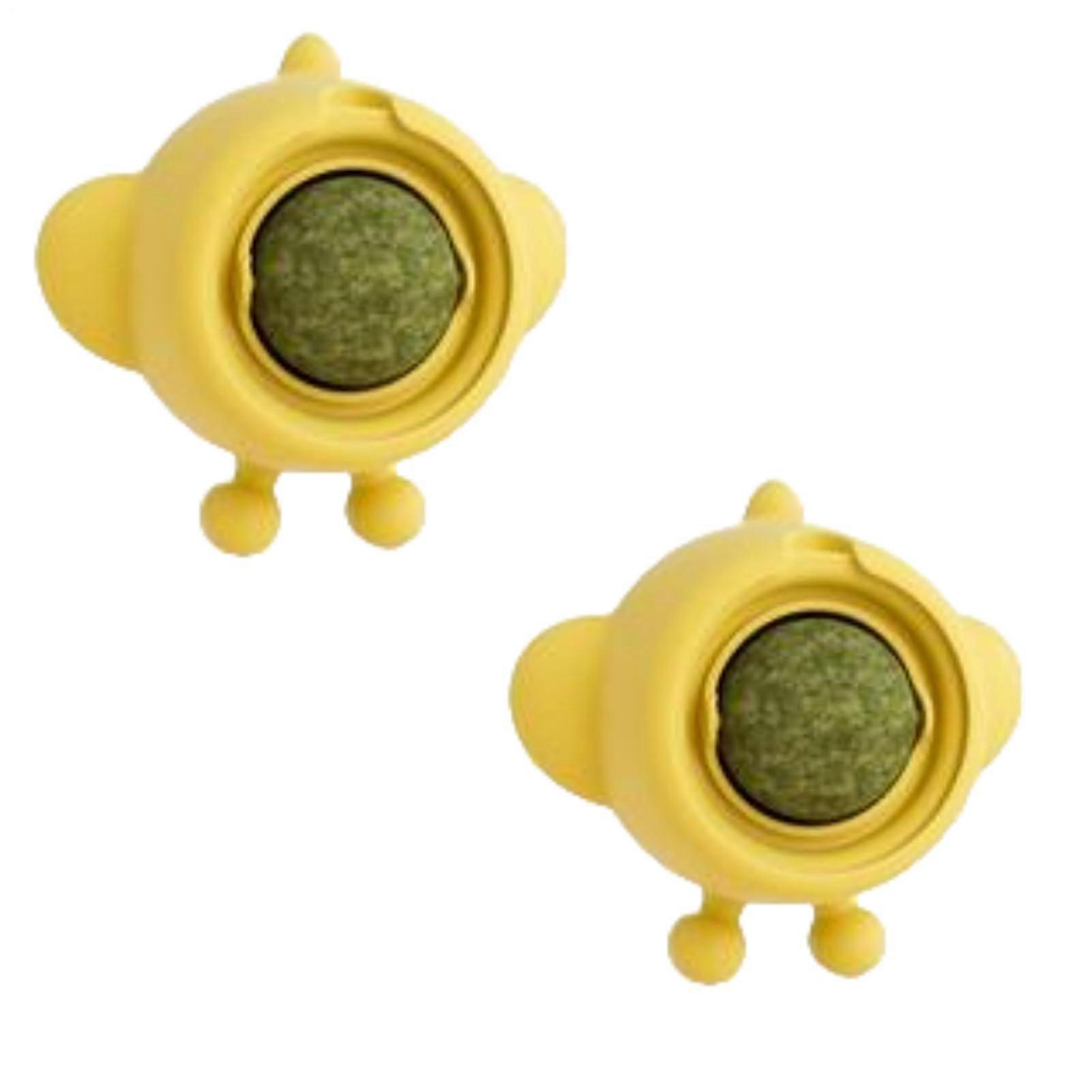 Catnip Wall Balls for Cats - 2 Piece Set, 50g, Rotating Interactive Cat Toy, Teeth Grinding & Cleaning, 8.4 x 7.8 x 3.9 cm