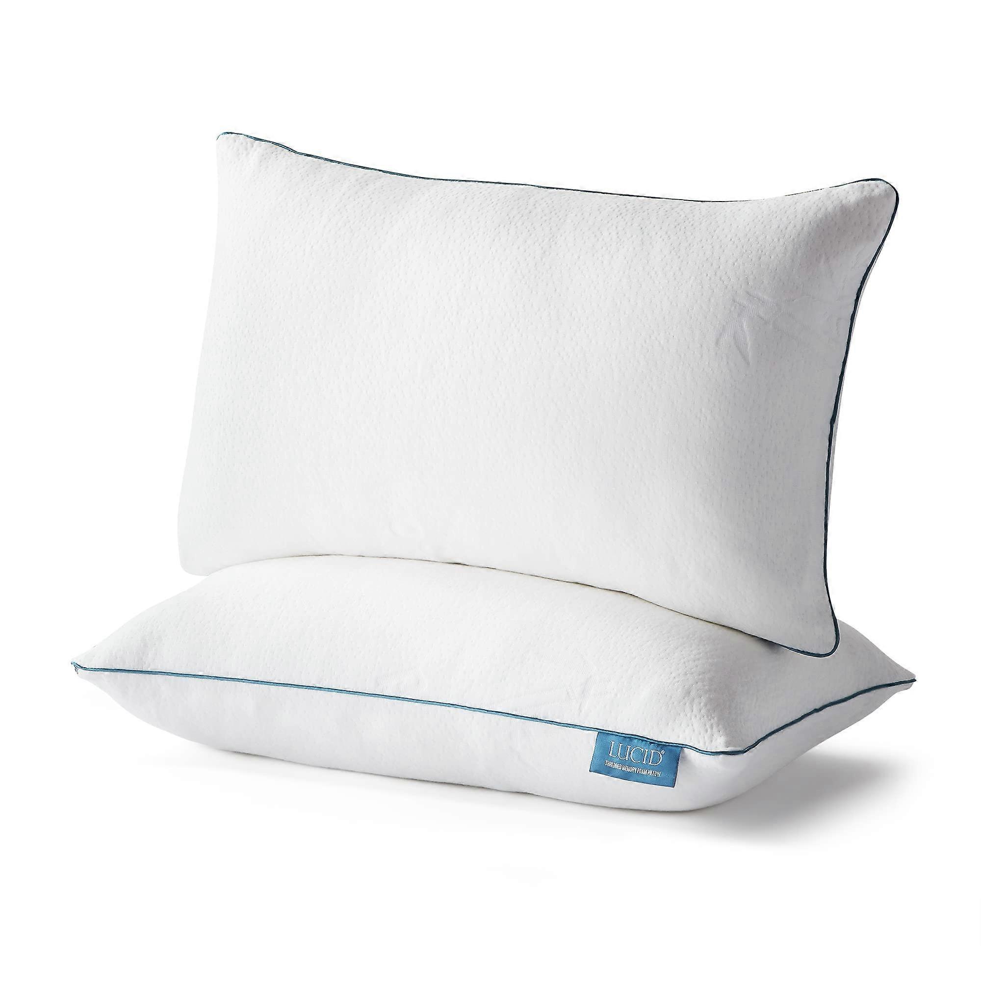 Premium Shredded Memory Foam Pillow Queen Size Hypoallergenic Adjustable Loft 2 Pack