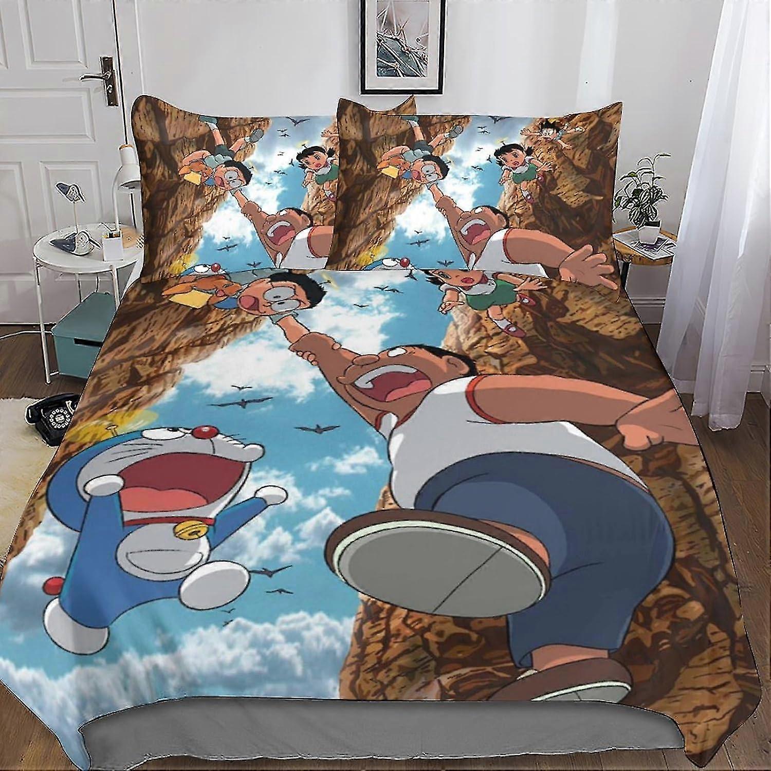 Conjunto de capa de edredom de anime fofo com capa de colcha de microfibra impressa em 3D e fronhas para crianças e adultos