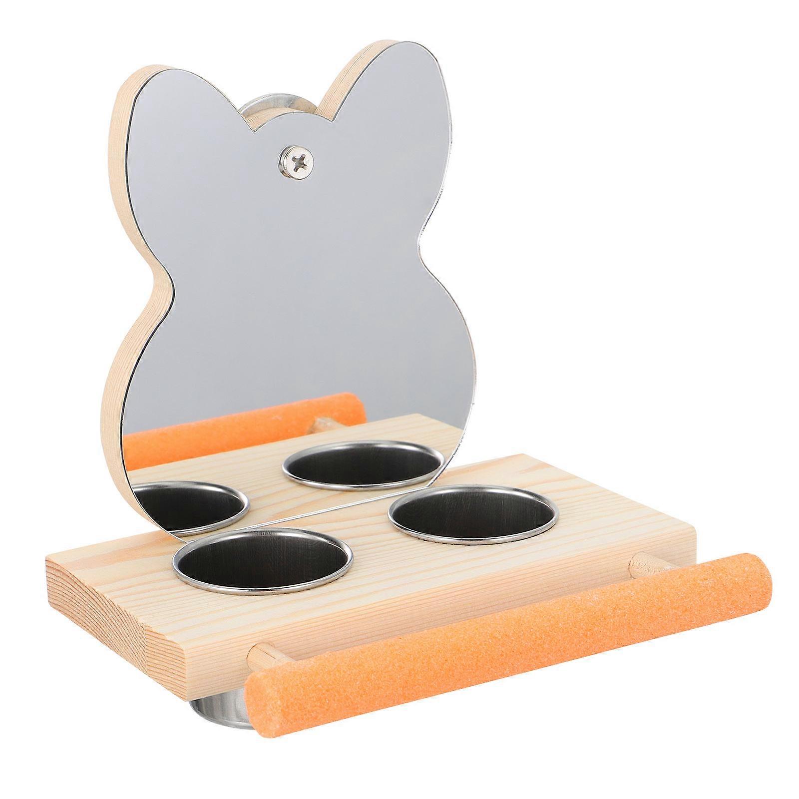 MultiColor Parrot Stand with Mirror and Food Bowl Holder for Birds Use Composite Material Size 1 Set