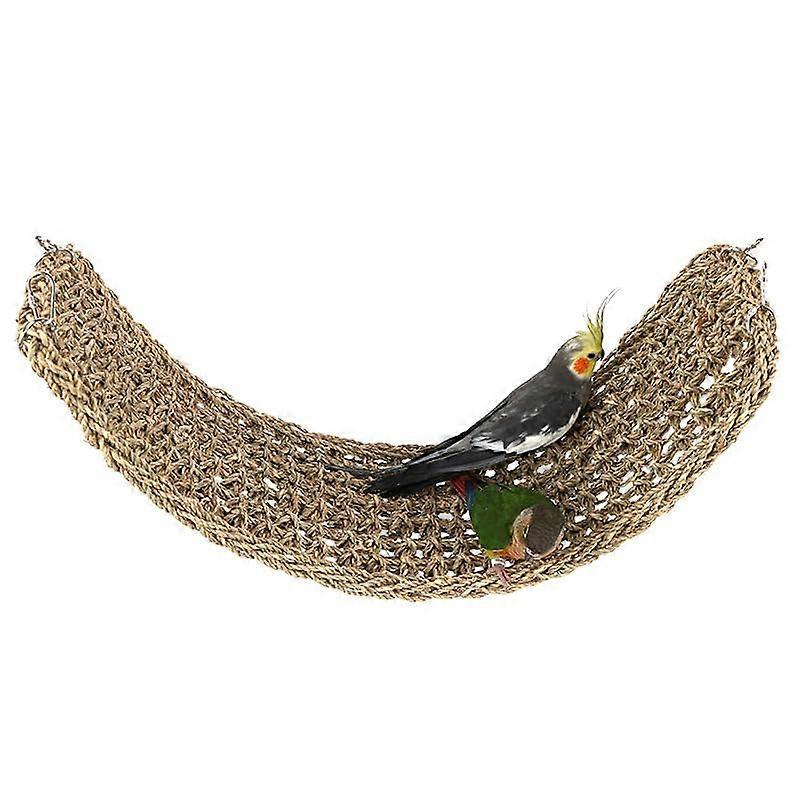 Bird Seagrass Mat for Parakeets and Cockatiels, Natural Woven Mesh Accessory with Hook, Large Size (L)