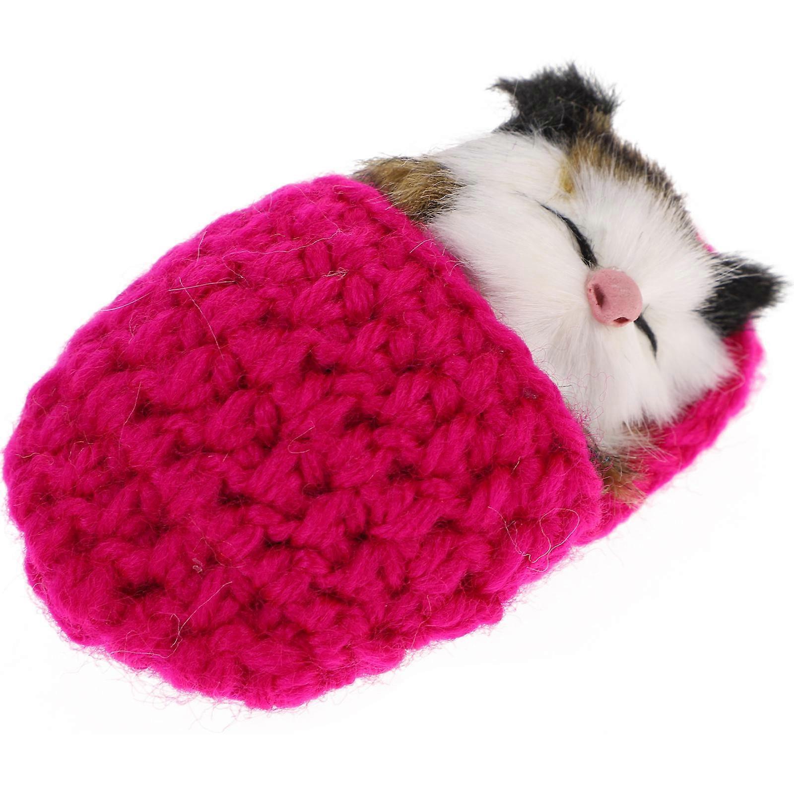 Miniature Sleeping Cat Doll Interactive Play Educational Tool for Festive Occasions Christmas Party 10 x 6 x 6 cm 1Pcs