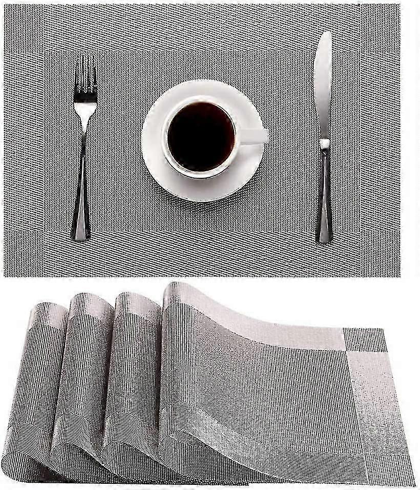 Non-slip Washable PVC Table Mat in Silver Grey