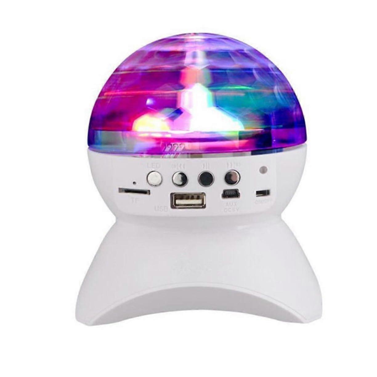 Mini LED Wireless Light with Rotating Stage Lighting for Parties Disco and DJ Events Stereo Speaker USB Compatible with Smartphones