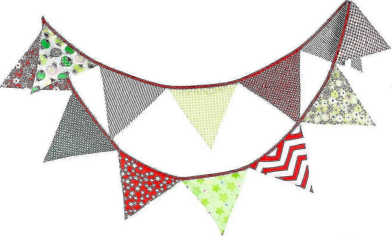 10.5フィートのクリスマスセレブレーションコットンバナー、ハロウィーンとクリスマスホオジロ用の色とりどりの再利用可能な旗