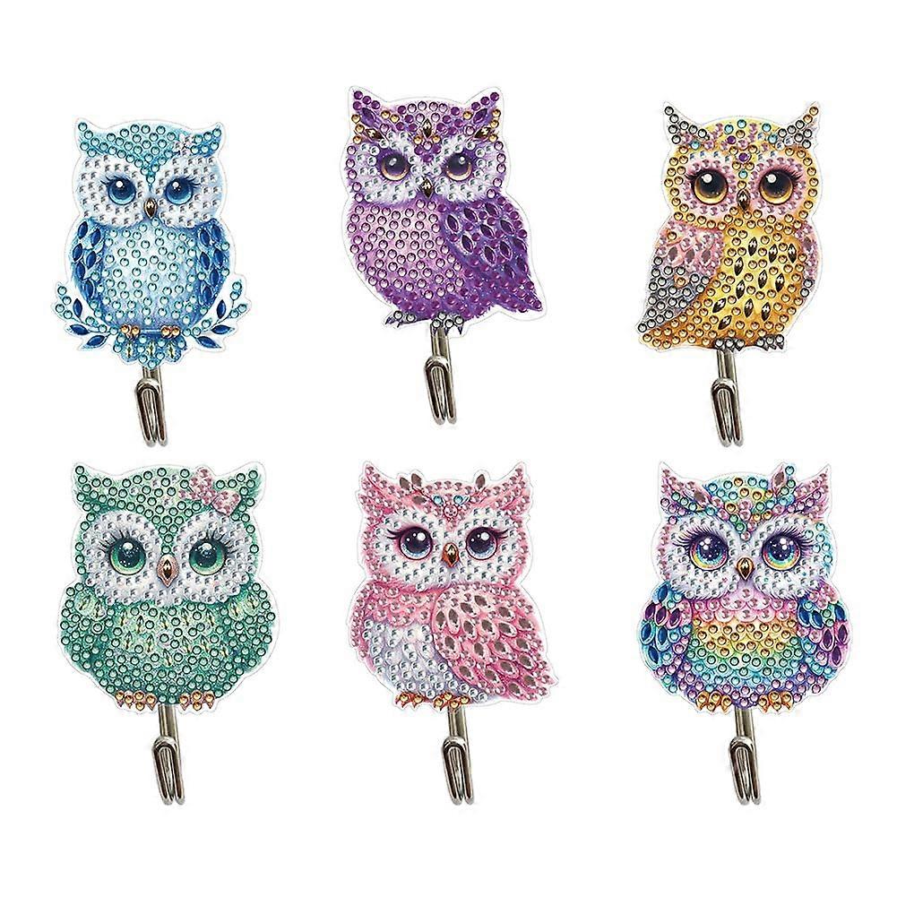 6 x Animal Diamond Painting Art Hanging Hooks Rhinestone Painting Keychain Wall Hook