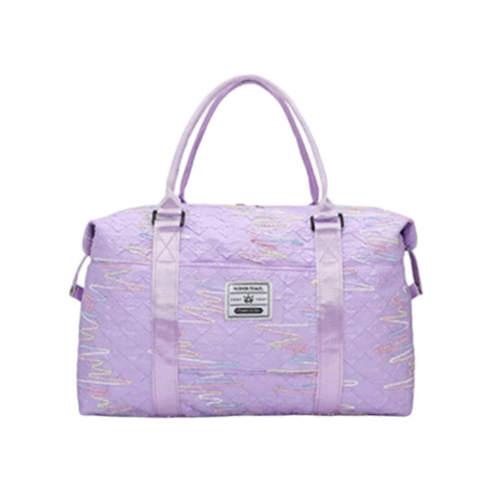 Lightweight Travel Duffle Bag With Multiple Pockets Thickened Handle Adjustable Strap For Fitness Training Getaways  Purple