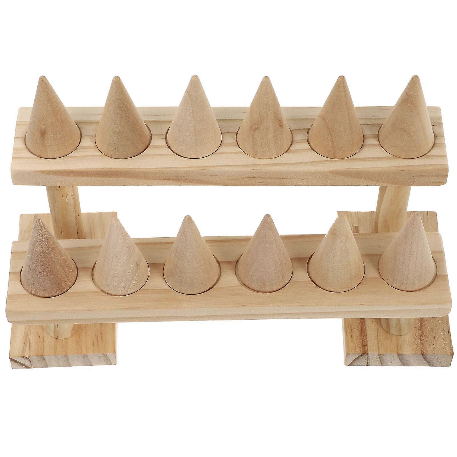 Rings Display Finger Jewelry Display Stand Shop Use Conical Shape Light Brown Synthetic Material 1Pcs