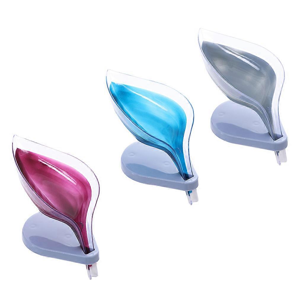 Suction Cup Soap Dish Leaf Shaped Soap Tray Bathroom Supplies Blue 21x7x9.5cm Soap Preservation 3Pcs