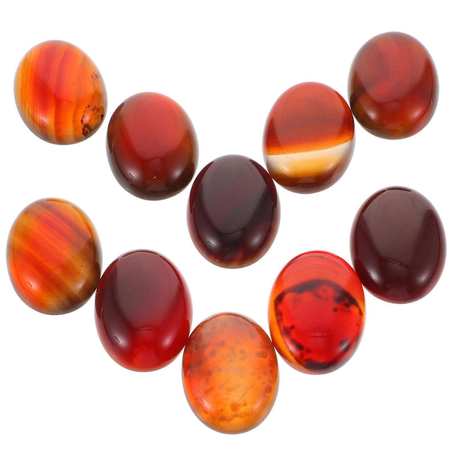 Flat Back Beads For Crafting Cabochons Stone Beads Deep Red Color Diy Projects And Crafts 2.50X1.80X0.50CM 10Pcs