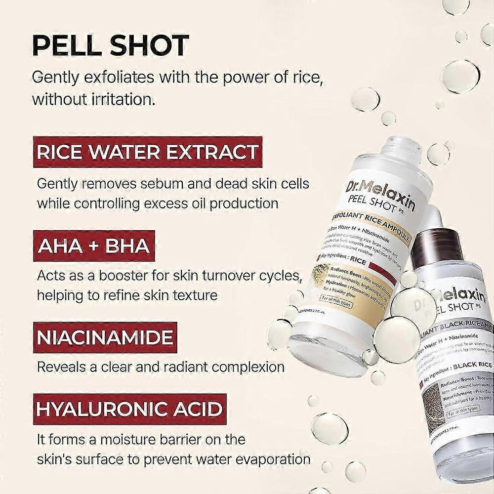 2τμχ Dr.Melaxin PEEL SHOT GLOW ΑΠΟΛΕΠΙΣΤΙΚΗ ΑΜΠΟΥΛΑ ΡΥΖΙΟΥ (ΛΕΥΚΟ ΡΥΖΙ/ΜΑΥΡΟ ΡΥΖΙ)