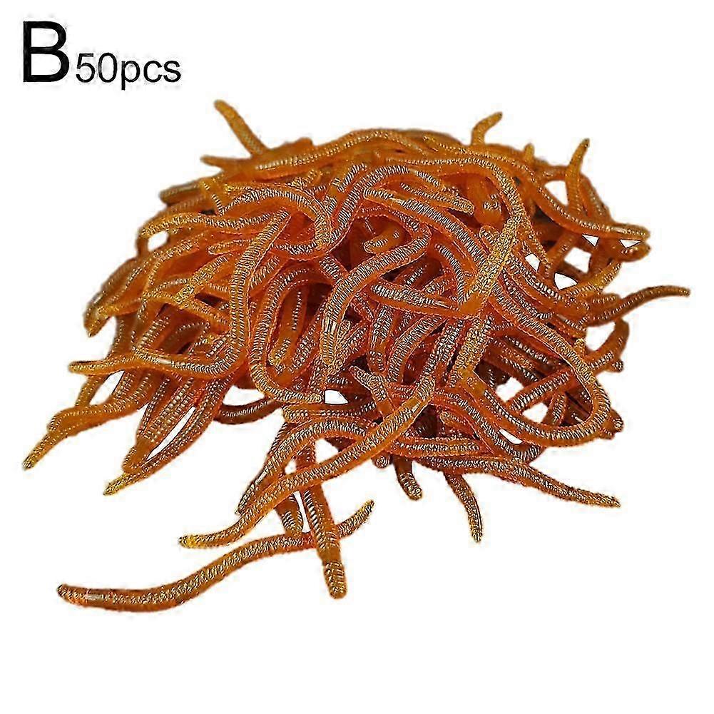 50/100Pcs Silikon Roter Wurm weiche Köder Regenwurm Gummiköder Garnelen Barsch Karpfen