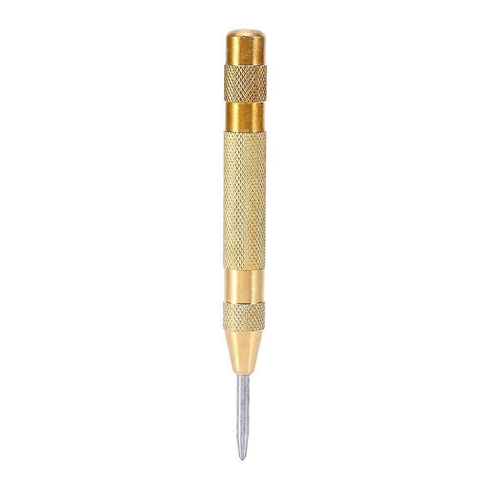 Automatic Center Punch, SpringLoaded Center Hole Punch with SpringLoaded Brass Housing, HSS Tip, Adjustable Impact for Metal or Wood.