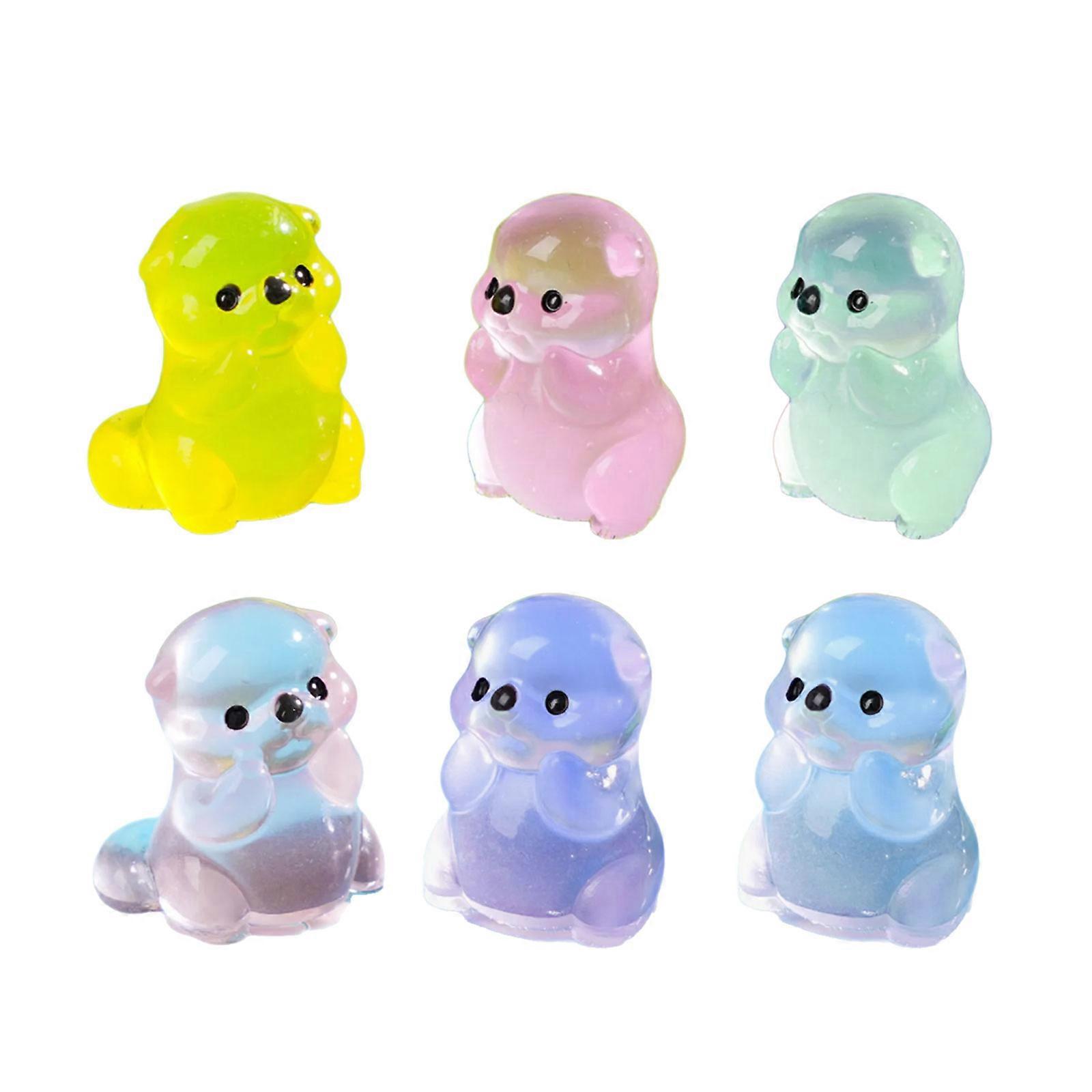 Miniature Glowing In Dark Otters Figurine Artistic Resins Decoration Luminously Animal Sculptures For Tabletop Display Multicolor