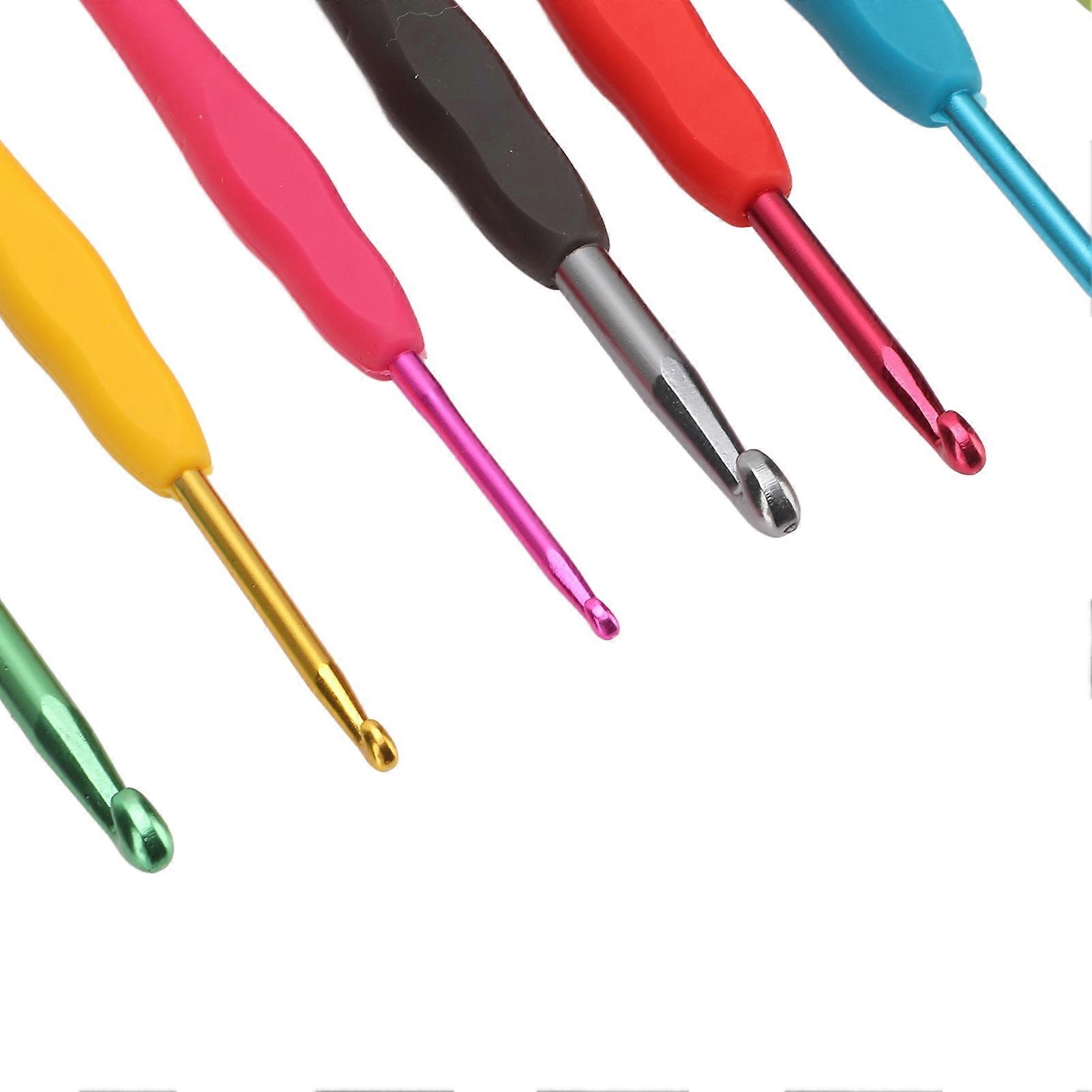 9pcs Crochet Hooks Rubber Handle Aluminum Material Tapered Tip Knitting Needles Set for Experienced Weaver Beginners