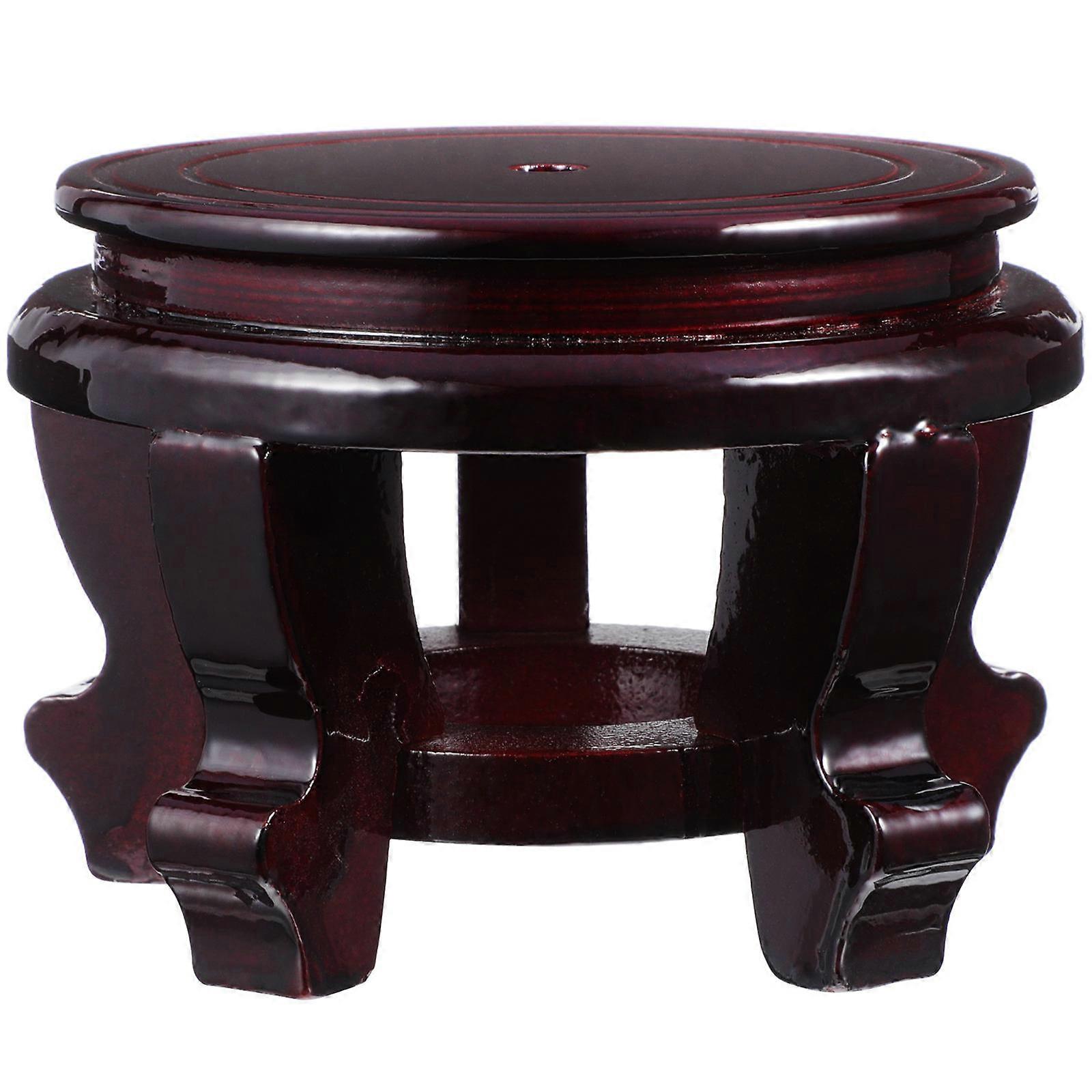 Wood Plant Stand for Indoor Home Use Dark Red Sturdy and Durable Single Display Pedestal 12.5 Inches Tall