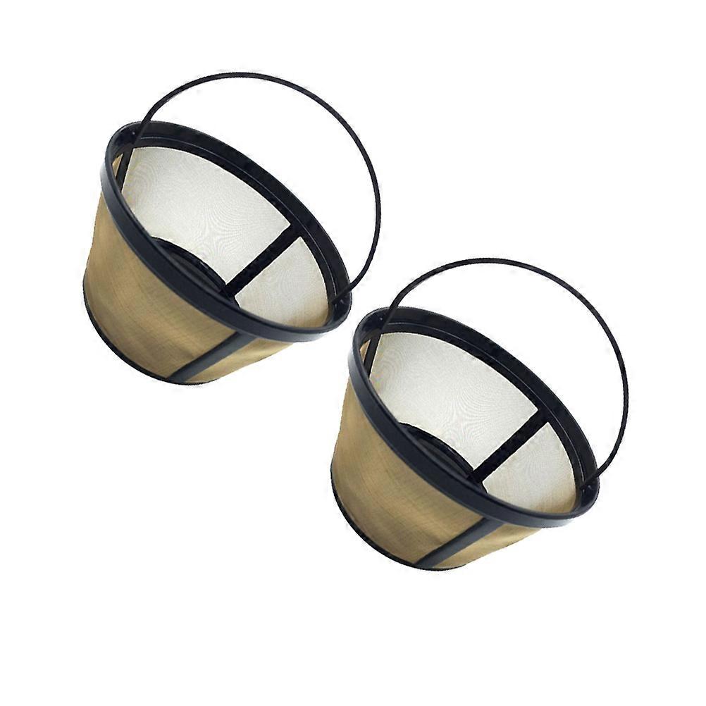 2PCS Bucket Shape Coffee Filter Reusable Coffee Filter Mesh Basket (Golden)