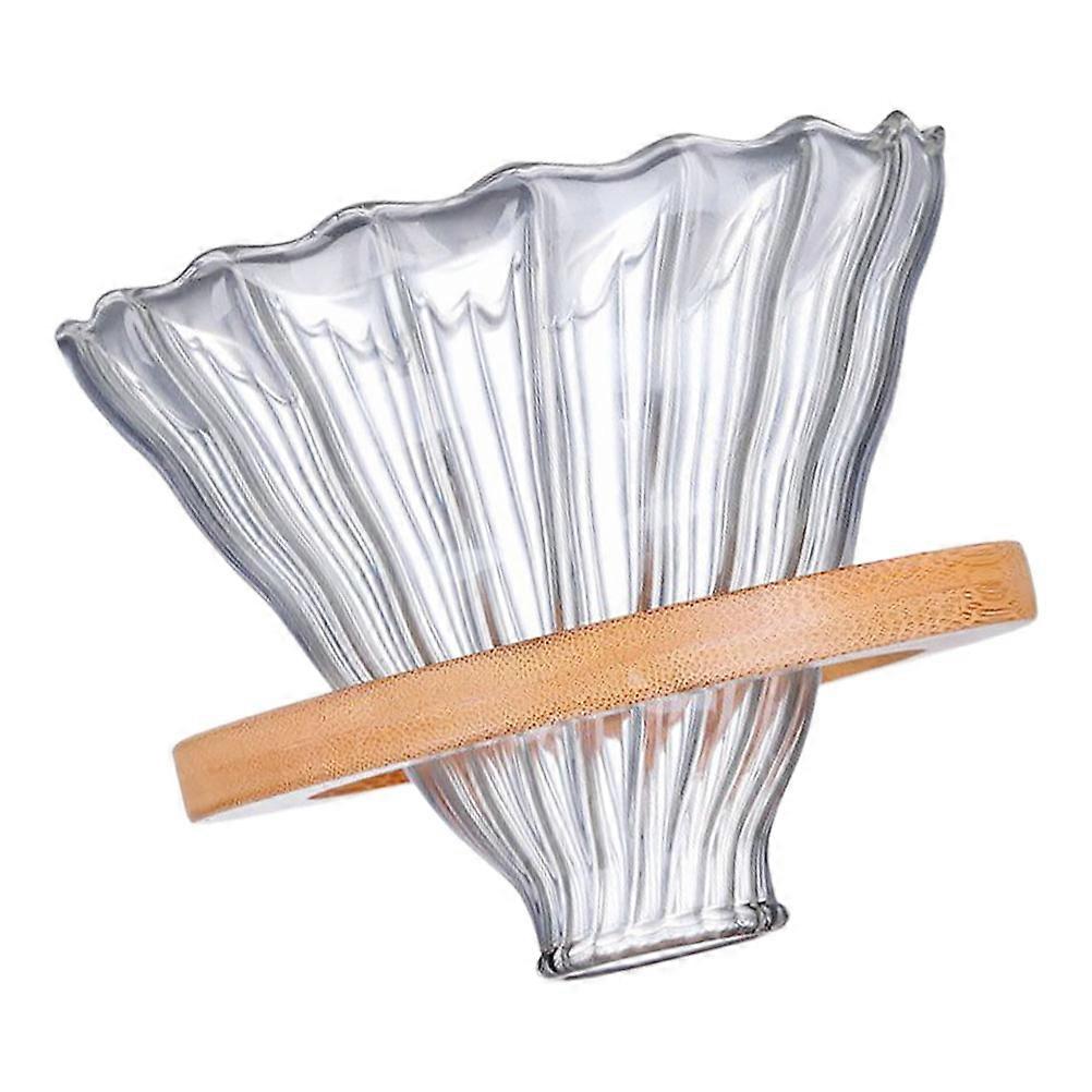Dustproof Coffee Filter Holder Borosilicate Glass Wood Durable Design 1 Set