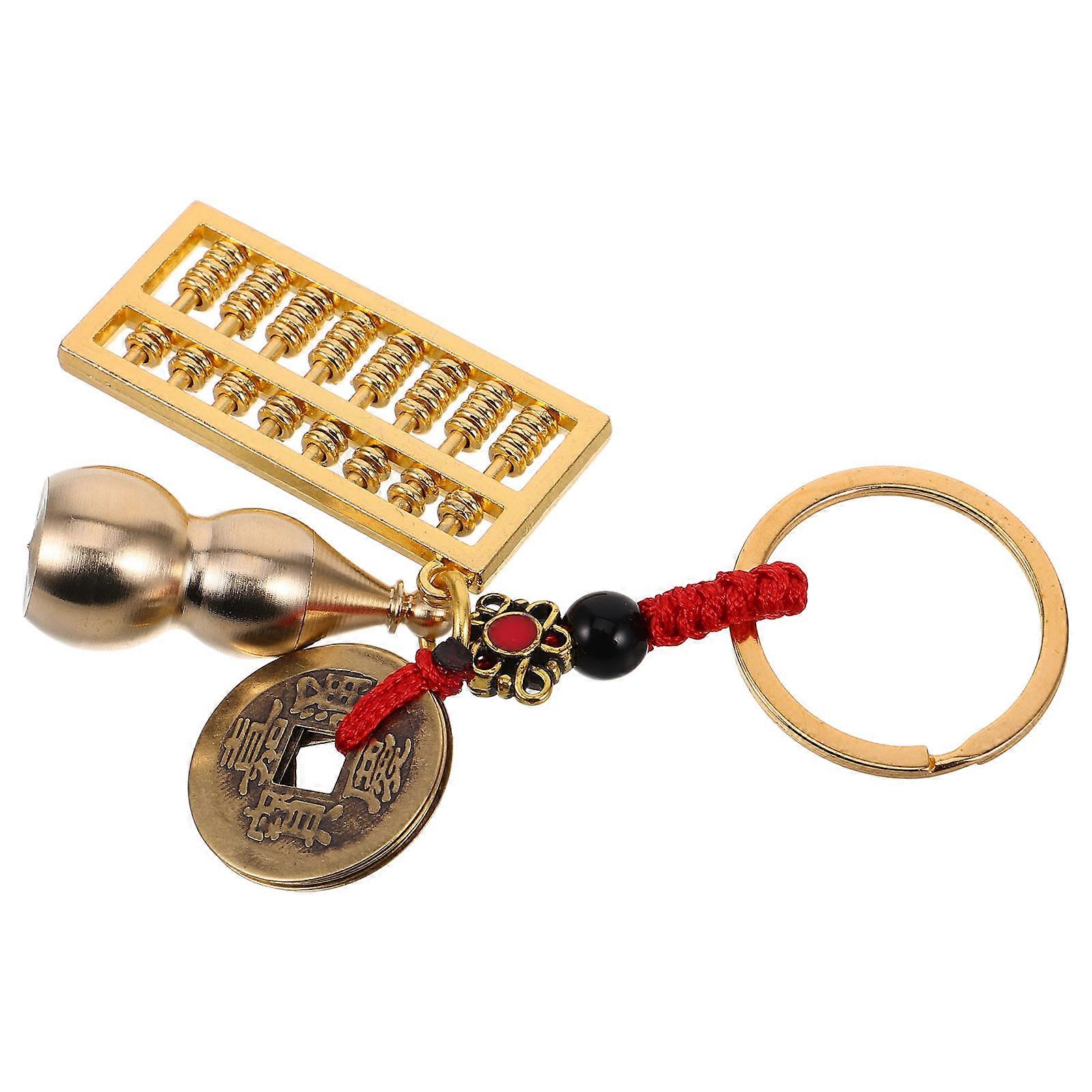 Brass Metal Keychain With Gourd And Coin Design For Car Keys And Handbags 1Set