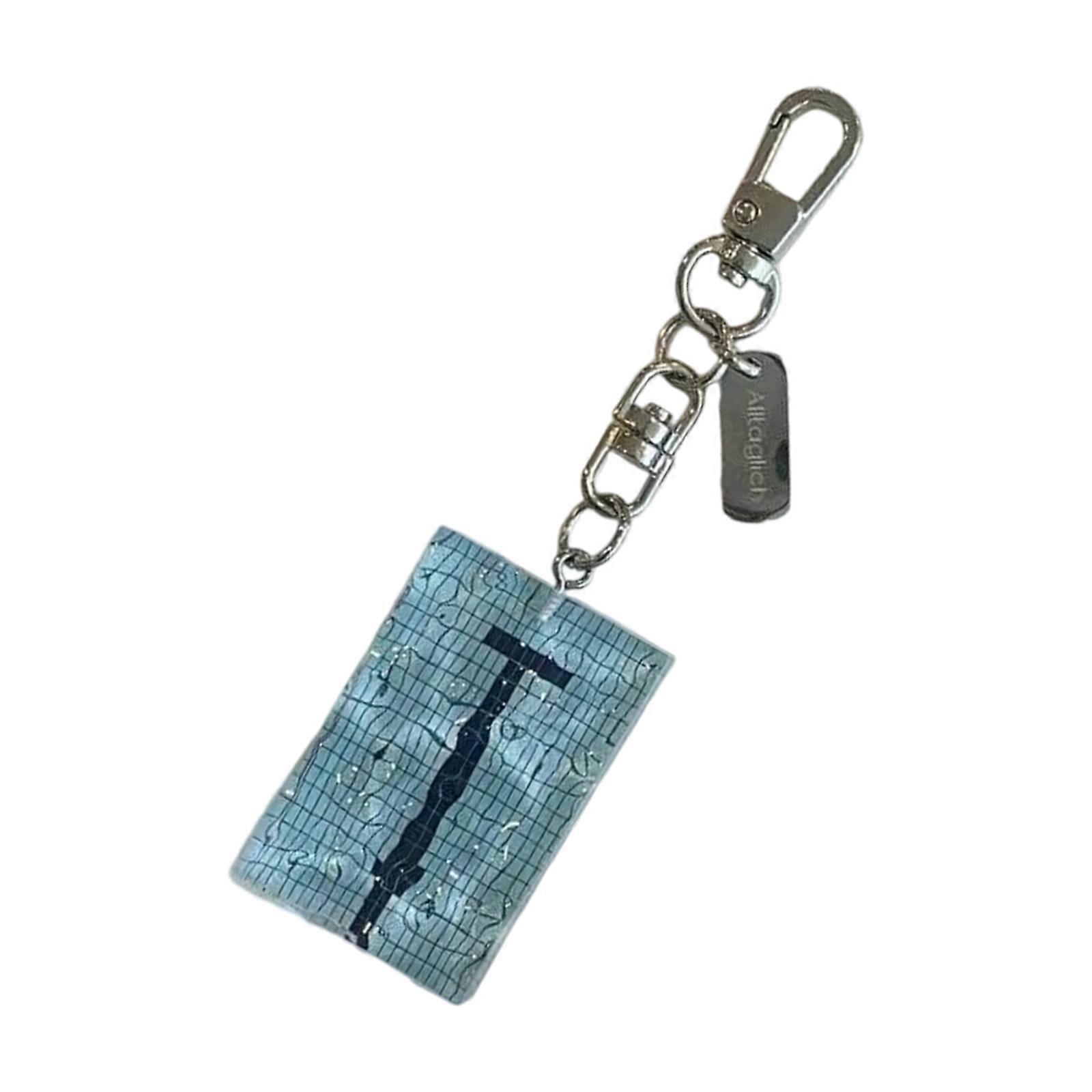 Car Keychain Creative Keychain Swimming Pool Keyring Pendant Bag Charm Decorations Handbag Charm Wavy Keyholders  Light blue