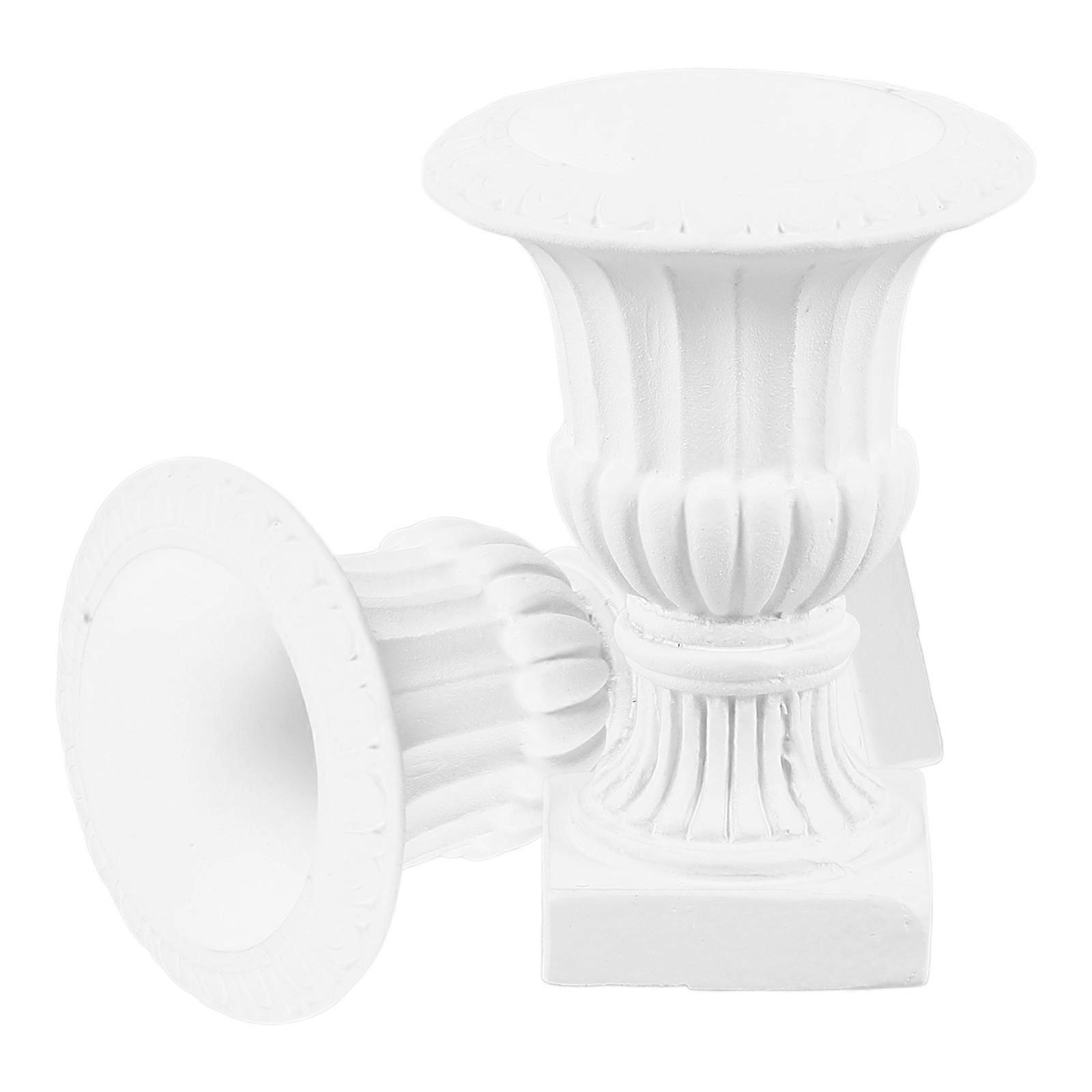 Miniature Roman Column Planters for Decor 2Pcs White Plastic Mini Flower Pots