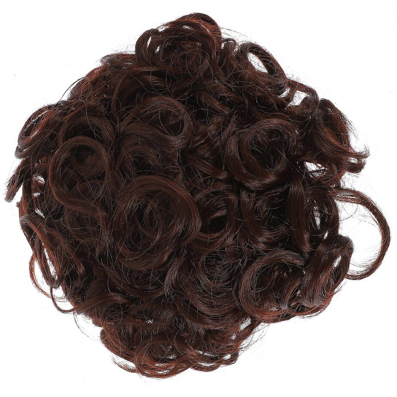 Messy Bun Hair Piece for Women with Elastic Band High Temperature Silk Brown 6 Inches