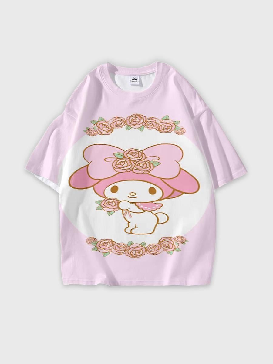 T-shirt round neck Cartoon Pattern loose short sleeve M244