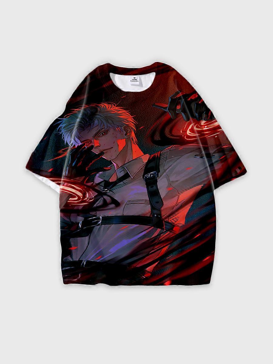 T-shirt round neck Role Pattern loose short sleeve B573