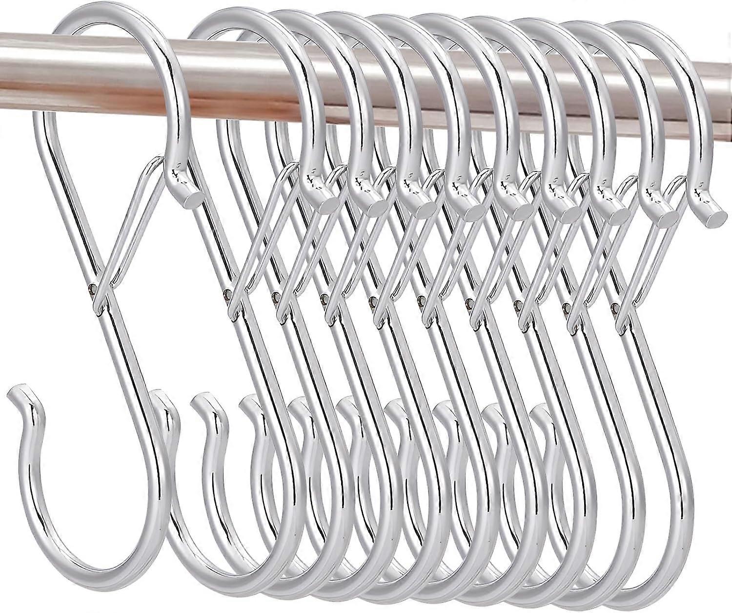 10pcs S-shaped hooks with anti-fall system, S-shaped hooks organize