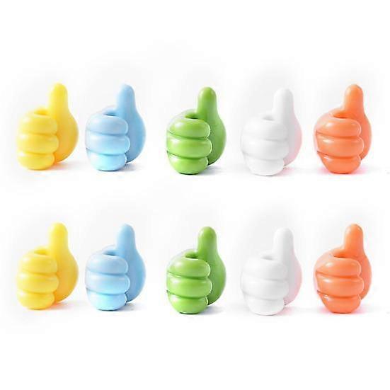10Pcs Colorful Silicone Thumb Wall Hooks Strong Adhesion Cable Clip Rust-proof Key Hangers Desktop Storage Hook