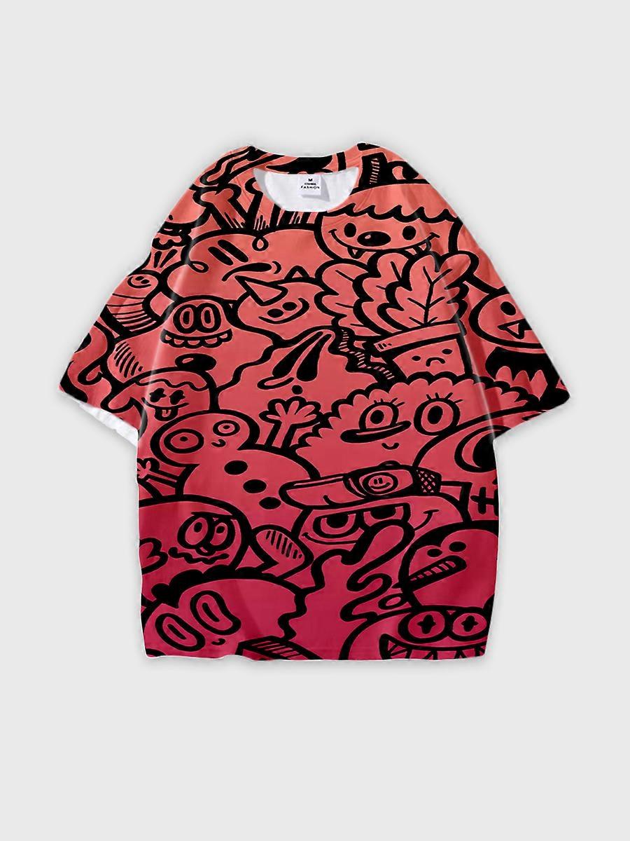 T-shirt round neck Pattern loose short sleeve P3411