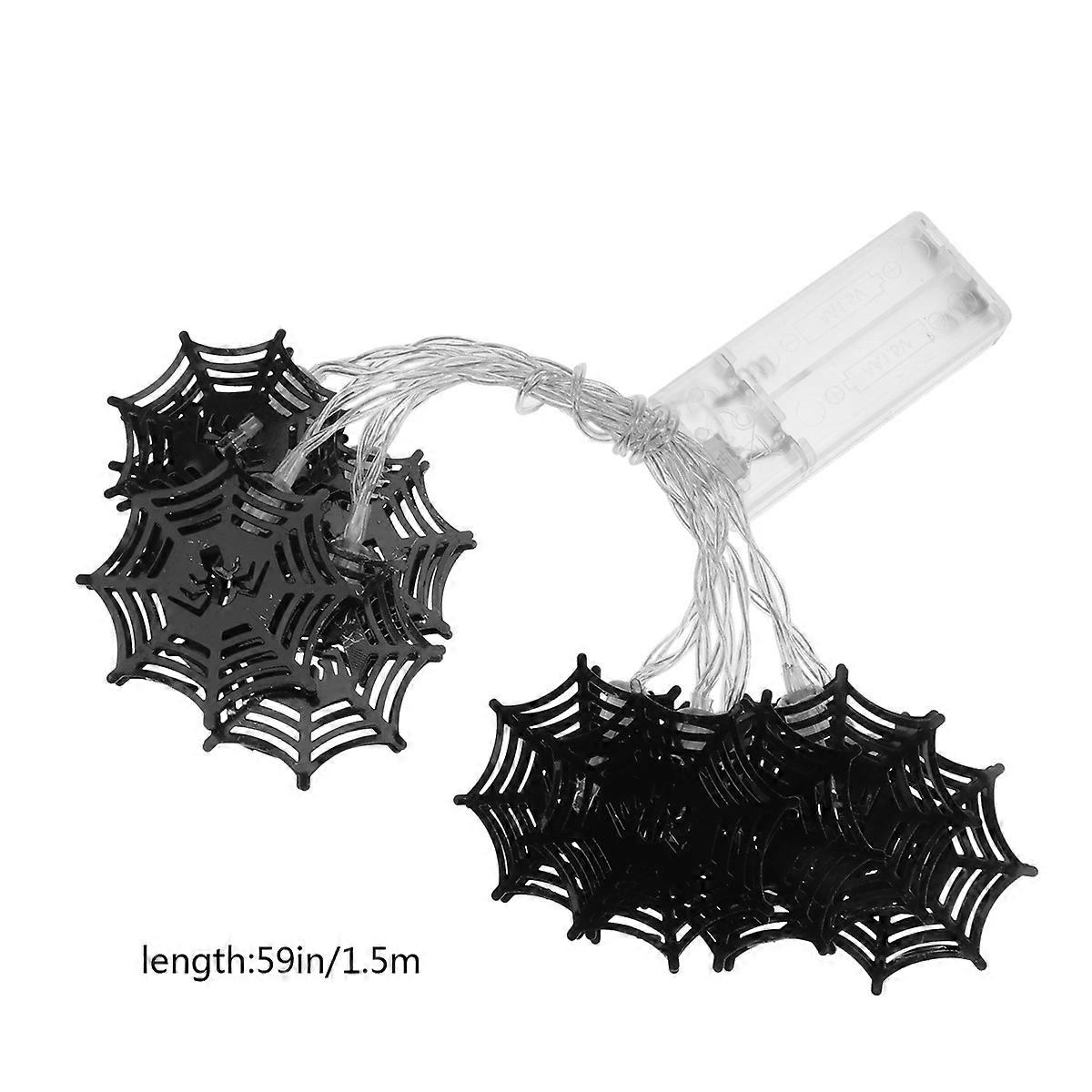 10 LEDs Black Spider Web String Lights 1.5m Decorative Lamp For Halloween Party With Constant On Mode 1Pcs