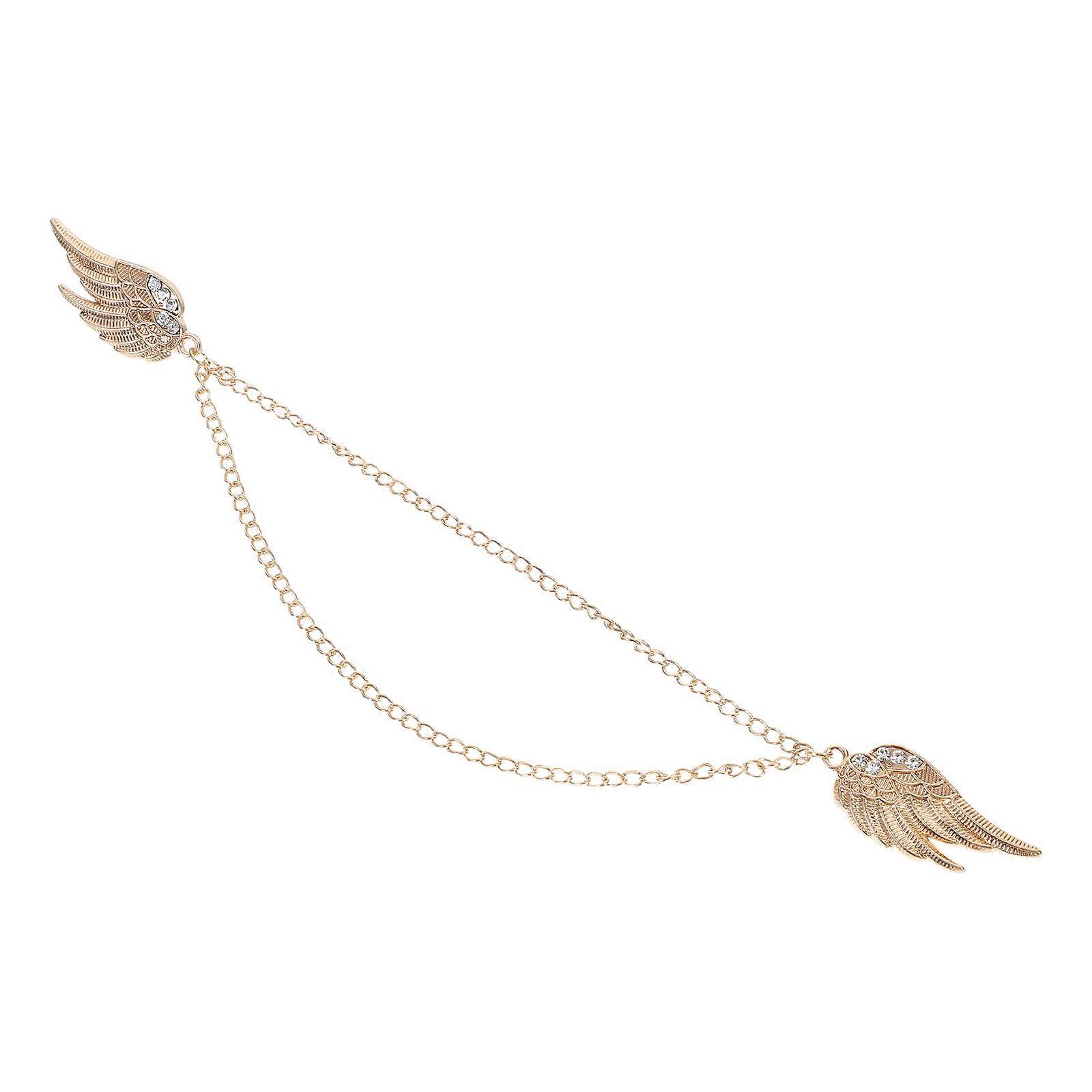 エレガントなエンジェルウィングタッセルチェーンブローチ、男性用と女性用のラインストーンラペルピン付き – 細部にまでこだわったファッショナブルなアクセサリー