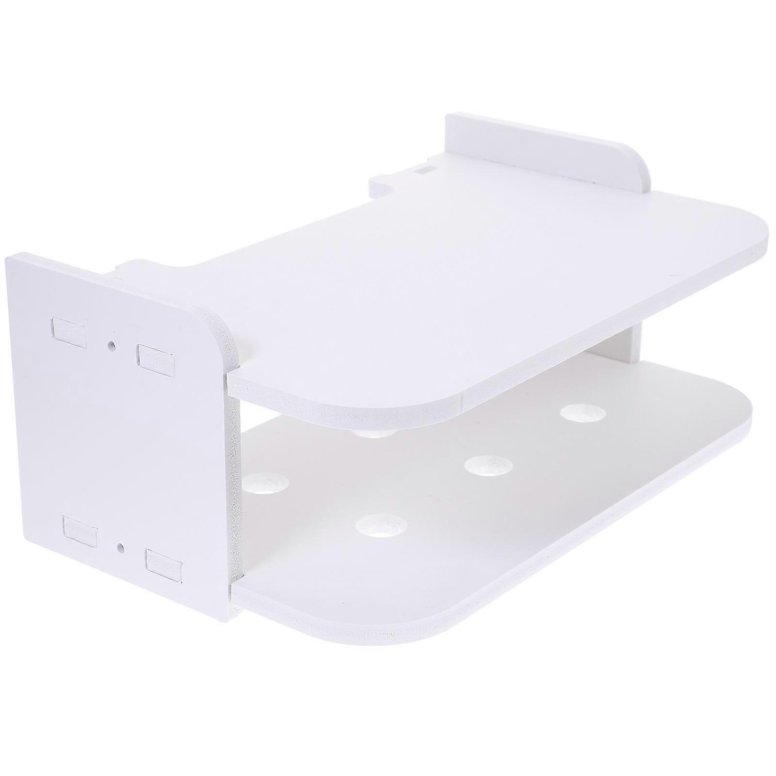 White Wood Floating Shelf for Bedroom or Bathroom with Vent Holes and Storage .9 Inches