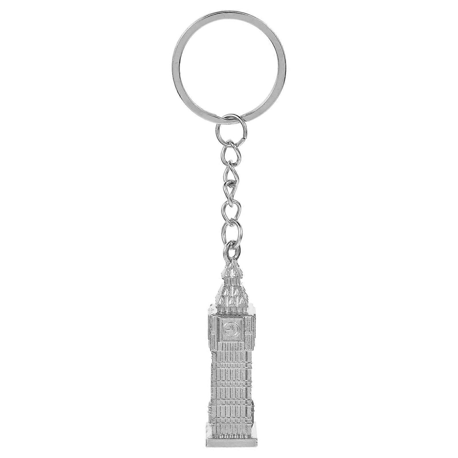 London Souvenirs Silver Zinc Alloy Keychain Pendant for Decor with Exceptional Artistry and Dual Functionality