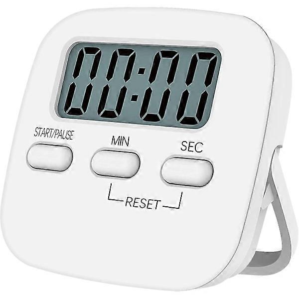 Magnetic kitchen timer with large LCD screen, white, with stop