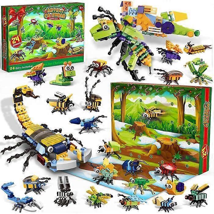 Advent Calendar with 24 Animal Building Blocks - 24 Day Christmas Countdown Calendar Surprise Boxes